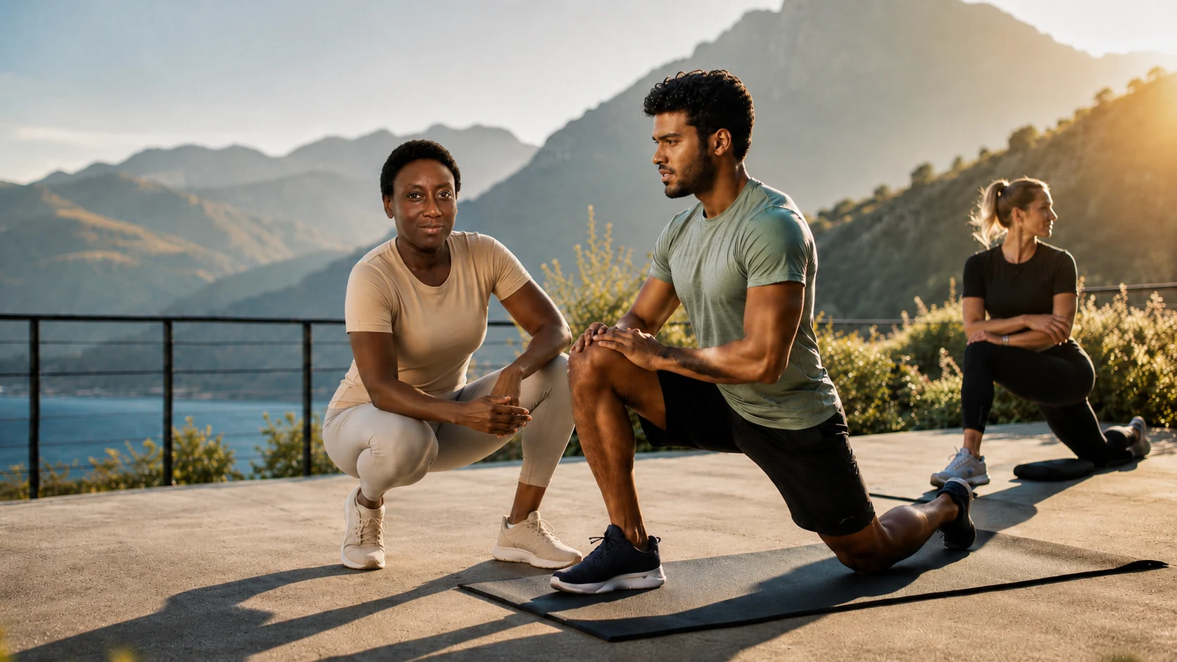 Sportif préparant son corps avant un effort